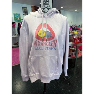 Wrangler Blue Jeans Pink Graphic Pullover L/S Hoodie with Teeth, Red Lips - XL